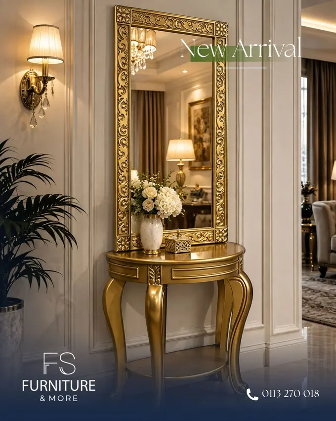 Gilded Mirror & Console Table – Entryway in Nairobi