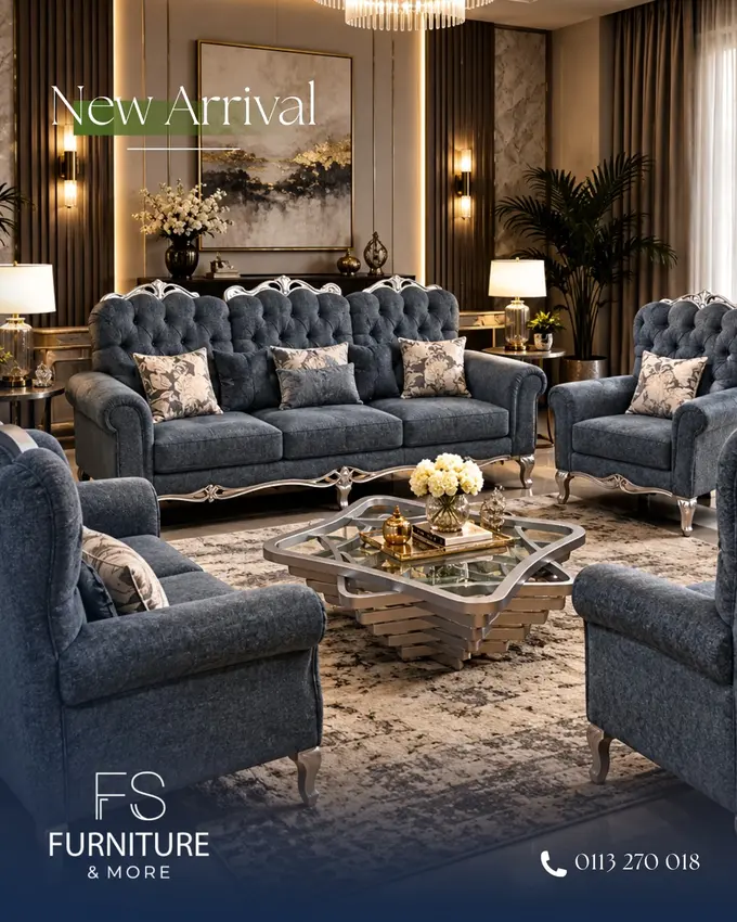 Slate Tufted Living Set – Living room in Nairobi