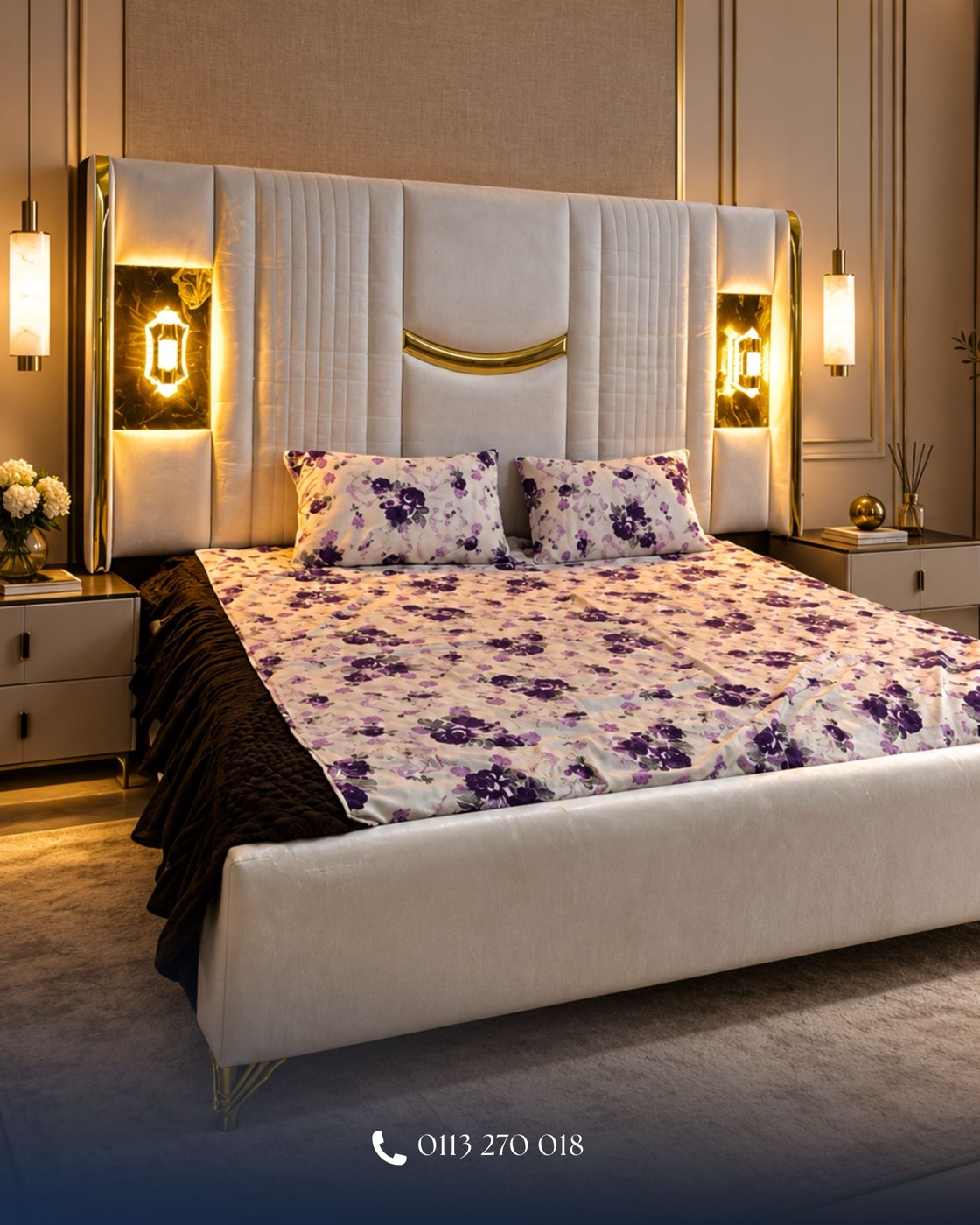 Golden Luxe Upholstered Bed